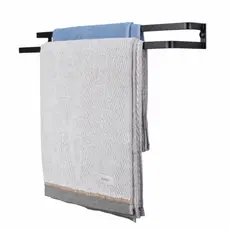 Porta Toalhas Toalheiro Duplo Parede Preto Fosco 45cm