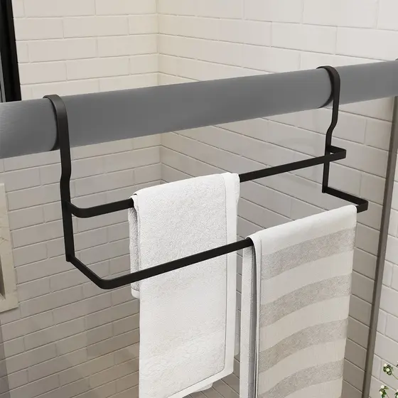 Suporte Para Toalhas Toalheiro de Box Banheiro 45cm Preto