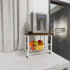 Fruteira Para Bancada Mesa Branca MDF Amadeirado