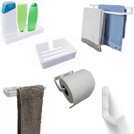 Acessórios P/ Banheiro 6 Peças Toalheiro Duplo Supremo Branco 60cm