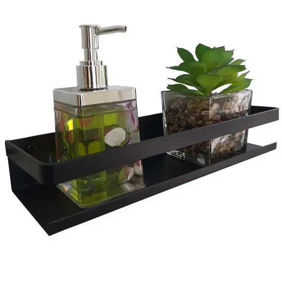 Prateleira Organizadora Banheiros Lavabos Preto Fosco 30cm
