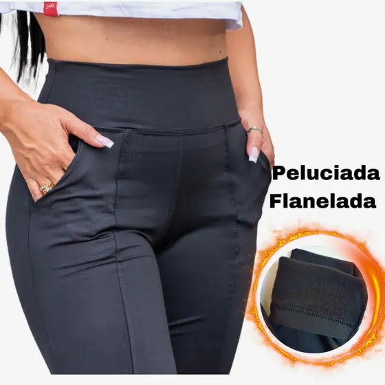 Calça Legging Feminina Flanelada Bolso Faca Peluciada Premium