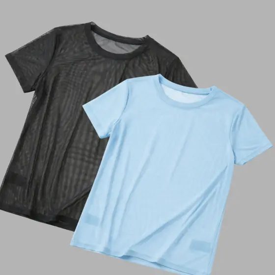 Kit 2 Blusa Tule Feminina Plus Size Fitness Transparente Academia Luxo
