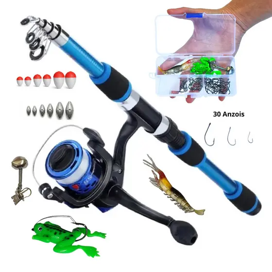 Kit De Luxo Incluindo Vara De Pesca De 1.7 M , Carretel Com Roda Giratória E  Acessórios De Isca