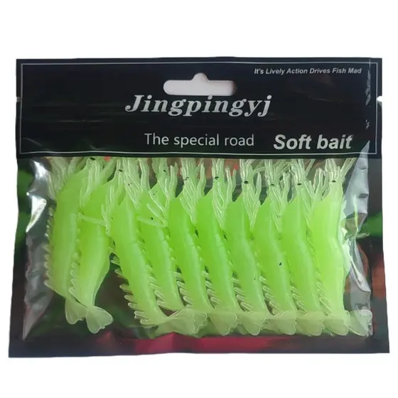 Camarão Artificial Florescente de Silicone para Pesca - Isca Realista e Durável