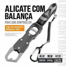 Alicate com Balança Contenção Pega Peixe em Alumínio 18kg – Pinça de Pesca com Cordão de Segurança