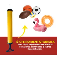 Bomba Ar Manual Portátil Bico 28cm Encher Bolas Futebol Vôlei Basquete Brinquedos