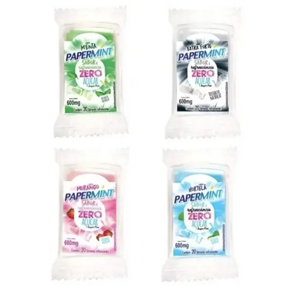 KIT 12 OU 24 UNIDADES PAPERMINT LÂMINAS REFRESCANTE ZERO AÇÚCAR (20 lâminas cada blister)