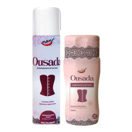 Kit Desodorante Feminino + Sabonete Intimo OUSADA Chillies Cuidado Diário