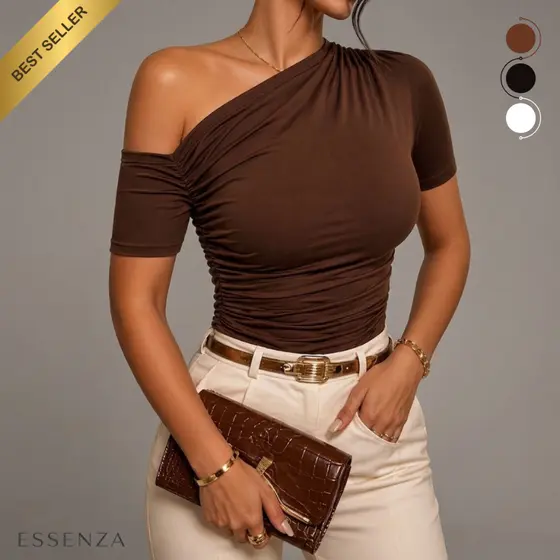 Blusa Feminina Ombro a Ombro Básica em Suplex Premium Elegante Casual Segunda Pele Manguinha Gringa