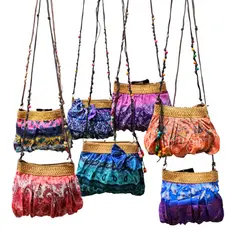 Bolsa Feminina Praia Casual Estampada Palha Tecido Madeira