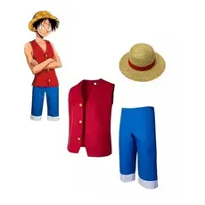 Fantasia Infantil Anime Luffy Colete e Chapeu