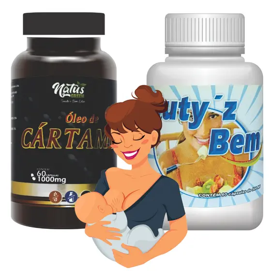 Kit 1 Óleo de Cártamo + 1 Nuty'Z Bem 60 cáps LACTANTE AMAMENTANDO NUTRIZE Até 1 Ano