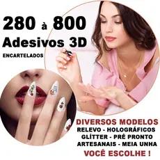 R 0,95 cada => 20 CARTELAS (280 à 800) Adesivo de Unha 3D Mão Pés Nail Art Diversos Modelos Atacado