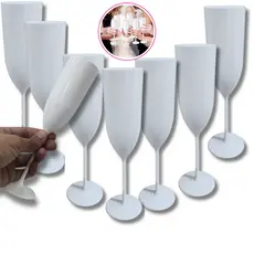 30 Taças Champanhe Espumante Festa Acrilico 160ml Branca