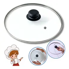 Tampa De Vidro Para Panela e Frigideira Com Pomel puxador N 12 14 16 18 20 22 24 26 28 30 32