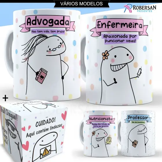Caneca Personalizada Porcelana Profissões Flork Professora Nutrição Enfermeira Farmaceutica Médica