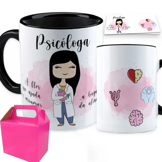 Caneca de Porcelana Personalizada Psicologia Psicologa Profissões 6.0