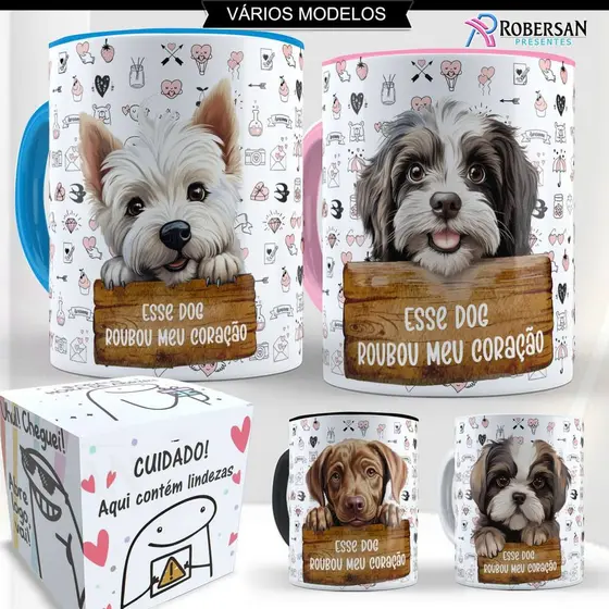 Caneca de Porcelana Raças de Cachorro Cães Cachorrinho Dog Pet Lover Salsicha Caramelo Presente