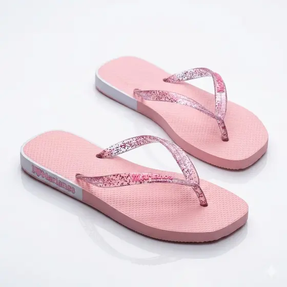 Chinelo Feminino Menina Macio Casual Tiras Silicone Confortável Glitter