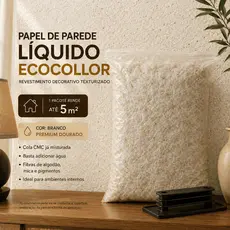 Kit Papel De Parede Líquido Premium Dourado com Cola e Desempenadeira