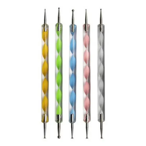 Kit 10 Boleadores em 5 Pincéis De Unha com Ponta Dupla Decoração de Unhas Profissional