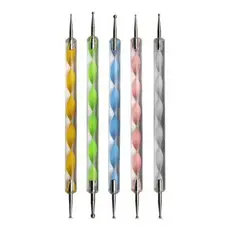 Kit 10 Boleadores em 5 Pincéis De Unha com Ponta Dupla Decoração de Unhas Profissional