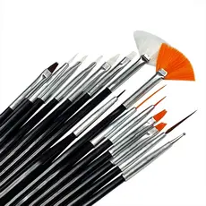 Kit 15 Pinceis Pincel Estojo Profissional Unhas Artistica