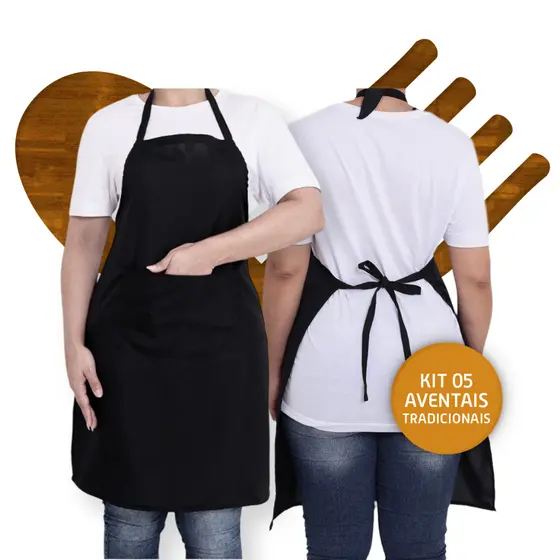 Kit Com 5 Avental Oxford Unissex Com Bolso Cozinha Restaurante Pizzaria Churrasqueiro