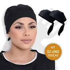 Kit Com 2 Touca Bandana Oxford Chef Unissex Cozinha Padaria Restaurante