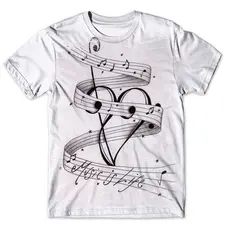 Camisa Camiseta Masculina Feminina Infantil instrumento Clave de sol e notas musicais REF 01