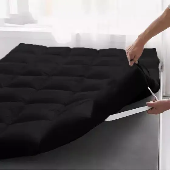 Pillow Top Protetor de Colchão 400 Fios Macio Preto Super King Queen Casal