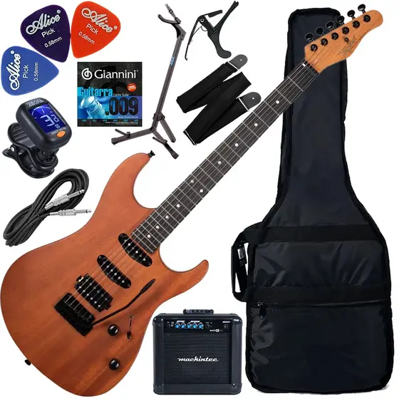 Kit Guitarra Elétrica Strato Tagima Stella NTS DF Mahogany Gx03
