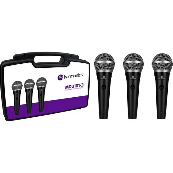 Kit De Microfone Harmonics MDU11 Com 3 Microfones Dinâmico Cardióide