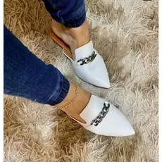 Mule Sandália Feminino Muller Rasteira Modelo Corrente Rasteirinha