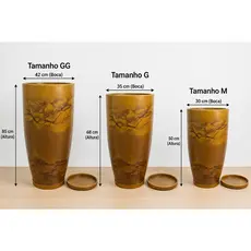 Vaso Marmorizado Luxuoso Leve Resistente Decorativo Marmorizado G e GG com Prato Anti UV Solo