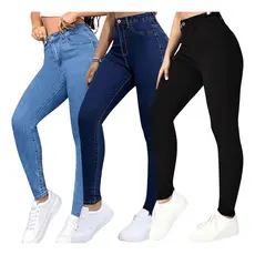 Calça Jeans Feminina Cintura Alta Shopee Gaven Modeladora Lycra Skinny Linha Premium com Elastano