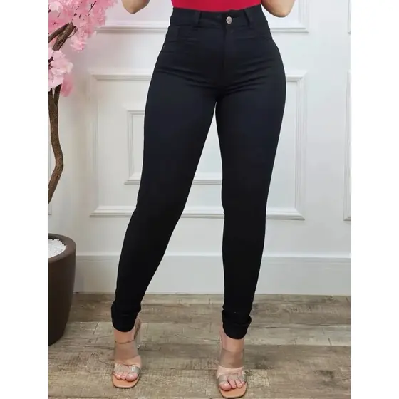 Calça Jeans Feminina Shopee Skinny Cintura Alta com Elastano Levanta Bumbum Premium