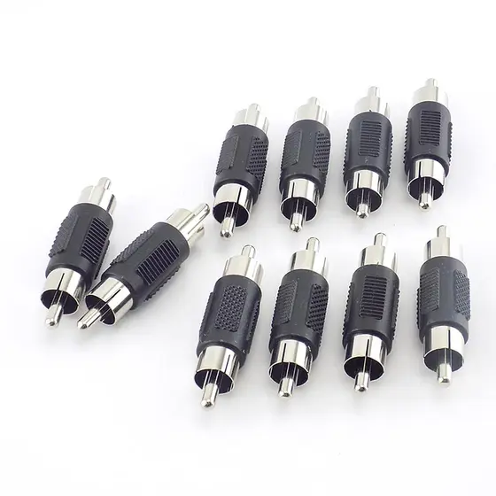 10 Pçs/Lote Adaptador De Vídeo RCA Macho Para Conector Acoplador Plugue De Áudio CCTV Camea Microfone Cabo De Conexão