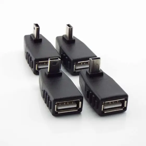 Conversor De Ângulo De 90 Graus Mini USB 5 Pinos Conector Macho Para Fêmea Adaptador OTG Carro MP3 MP4 Tablets U-Disk