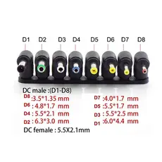 Conector Para Laptop 5,52,1mm DC Fêmea A 3,5x1,35 5,5x2,5 4,01,7 6,0 6,4mm Adaptador Fonte Alimentação Macho Plugue PC