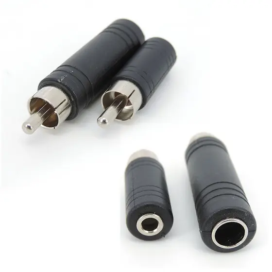 RCA Conector Macho Para 3,5mm 6,35mm 6,5mm Fêmea 3Pole Cabo Jack Estéreo Adaptador 6,35 3,5 De Áudio M/F BRA