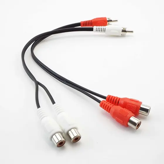 Cabo Divisor Em Y De 1 A 2 Vias RCA Macho Fêmeas Conectores De Áudio Adaptadores Fio 0.25M Cabos BRA1