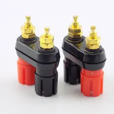 Amplificador Do Alto-Falante Conector Plugue Da Banana Terminal Poste De Revestimento Dourado Tomada Dupla Fêmea BRA1