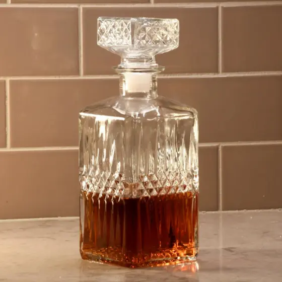 Garrafa Decanter 900mL de Whisky de Vidro Retro Greek Decoração Elegante