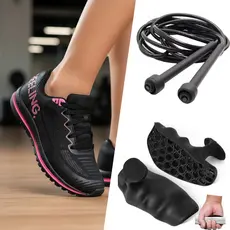 Kit Esporte Tênis Feminino Academia Corrida + Grip de Pegada para Barra + Corda Exercício