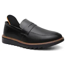 Sapato Masculino Social Oxford Loafer Preto Estilo Moderno Couro Eco Numeração Especial 45 46