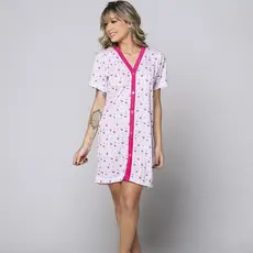Camisola Pós Cirúrgica Manga Curta Botão na Frente Pijama Maternidade Gestante