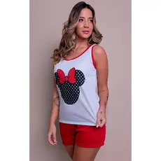 Baby Doll Feminino Serra e Mar Minnie Adulto Pijama Barato Conjunto Regata Short Curto