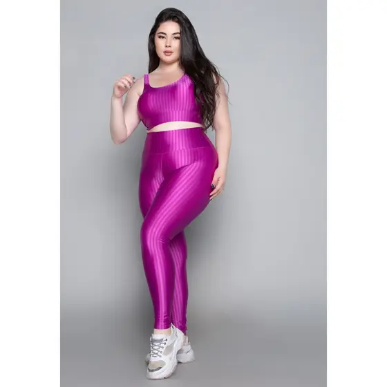Conjunto Fitness Plus Size Calça Cintura Alta 3D Top Bojo